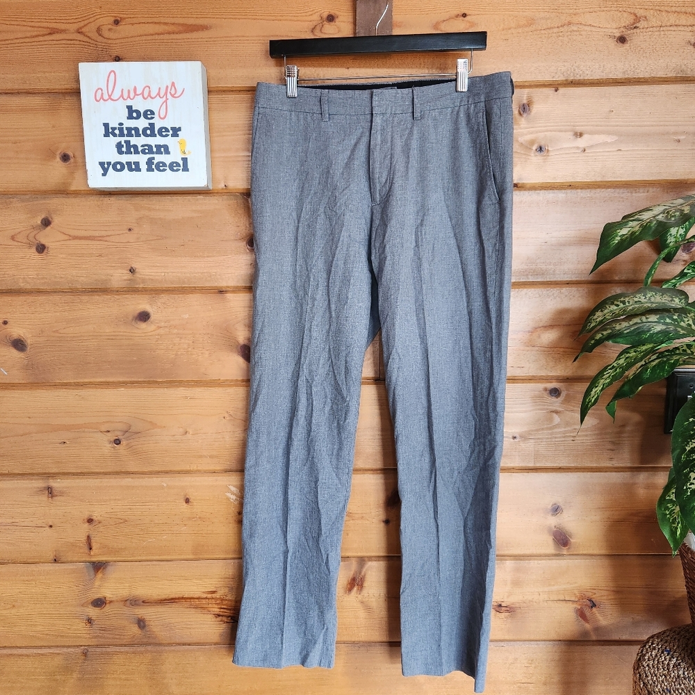 J. Crew 💙 Bedford Heathered Gray Cotton Dress Pants F3996 Slim Straight 32 X32"